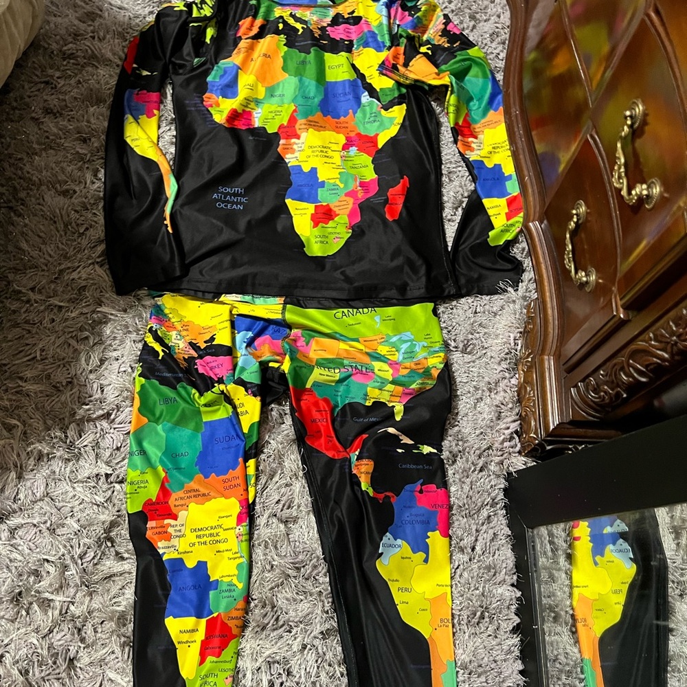 Bricks Built Multicolor Map Print Set Hoodie And … - image 4